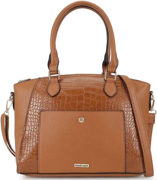 Fastrack Women Tan Croco Textured Structured